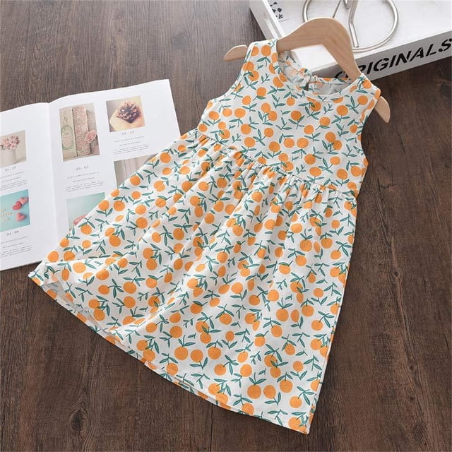 Robe d'Été Décontractée pour Filles, Robe Trapèze Mignonne, Robe de Plage pour Filles, Robe pour Enfants 6-7 Ans
