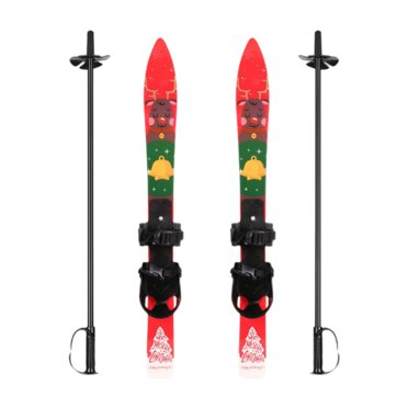 jinwen Skis Courts et Poteaux avec Fixations Universelles Équipement d'Hiver pour Enfants Planches à Roulettes