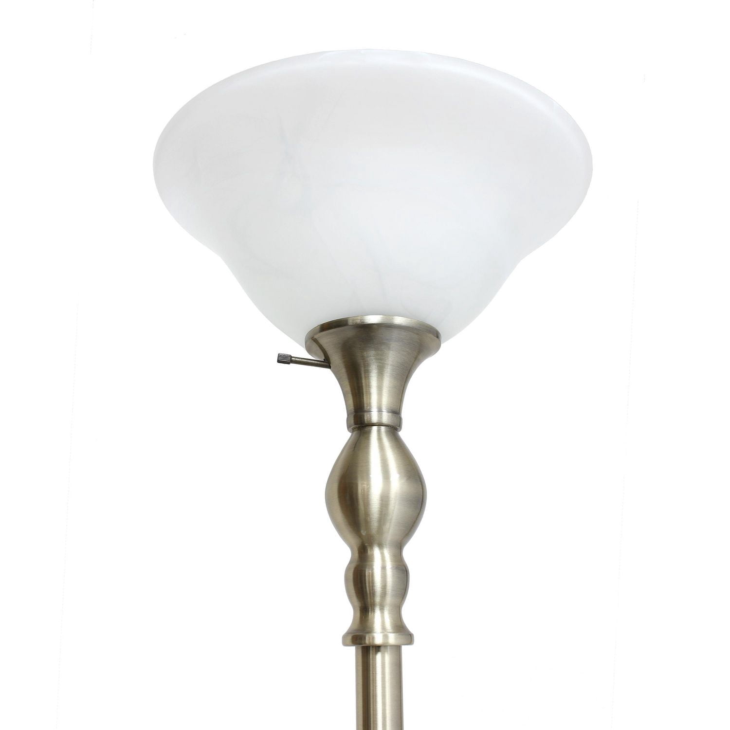 Elegant Designs 1 Light Torchiere Floor Lamp with Marbleized White Glass Shade