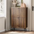 thumbnail image 1 of Semiocthome Armoire à Chaussures avec 2 Tiroirs Basculants pour Entrée, Étagère de Rangement à Chaussures Étroite Autoportante, Noyer, 1 of 2