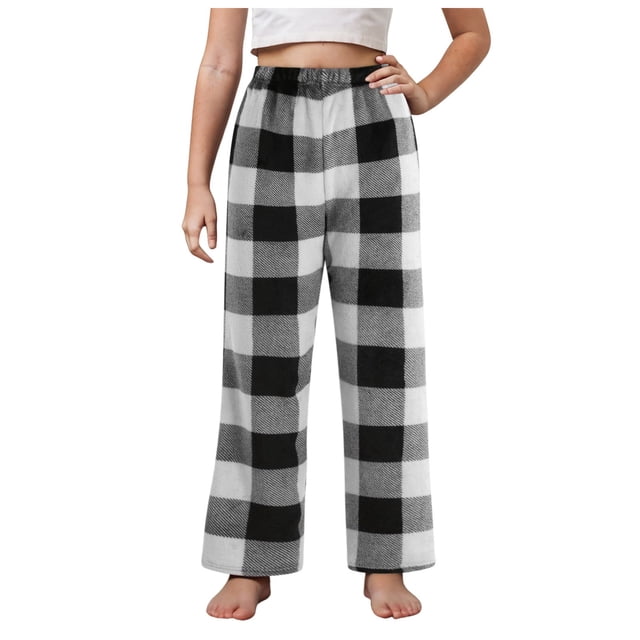 Ketyyh-chn99 Pantalon Cargo à Cordon pour Garçons Enfants, Pantalon Long à Carreaux Rouges pour Garçons et Filles Ados, Pyjama pour Tenues d'Intérieur Assorties en Famille pour 18 Ans, Noir