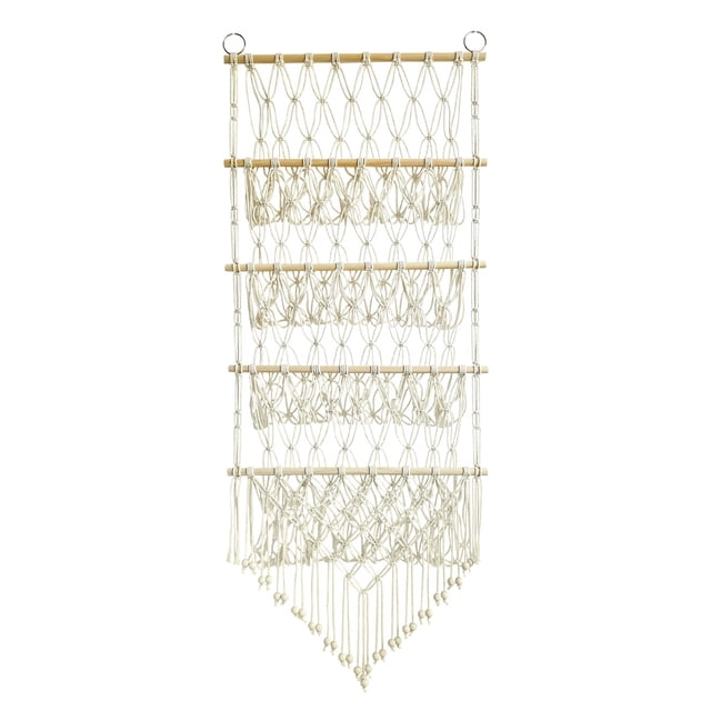 ziyahi Hanging Toy Storage Net Large Bohemian Style Wall Organizer Stuffed Toy Storage Hammock 4-Layer A