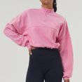 thumbnail image 2 of WRKEKC Chandail à Col Rond Uni pour Femme, Coupe Ample et Confortable en Molleton Éponge Français à Manches Longues Rose G, 2 of 8