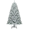 thumbnail image 1 of Costway 6 FT Flocked Cedar Christmas Tree Unlit Hinged White, 1 of 10