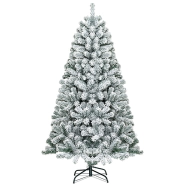 Costway 6 FT Flocked Cedar Christmas Tree Unlit Hinged White