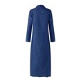thumbnail image 5 of LUXUR Robe-Chemise en Jean pour Femmes, Col à Revers, Manches Longues, Coupe Ample, Boutonnée, Bleu Marine, m, 5 of 5