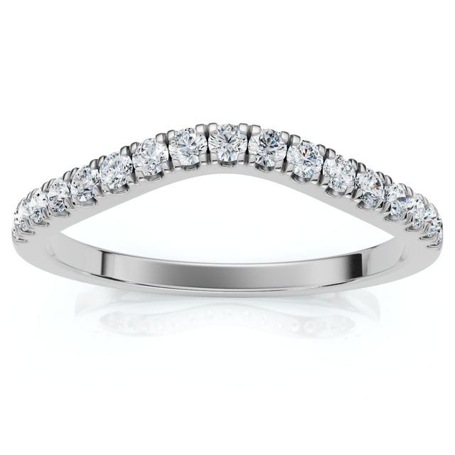 1/8ct Curved Diamond Wedding Ring 14K White Gold