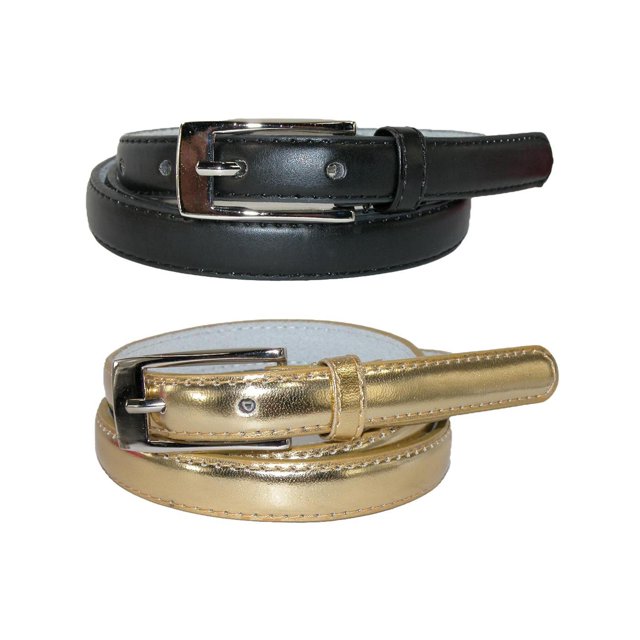 CTM® Ceinture Mince en Cuir de 3/4 Po pour Robe (Lot de 2 Couleurs) (pour Femmes)