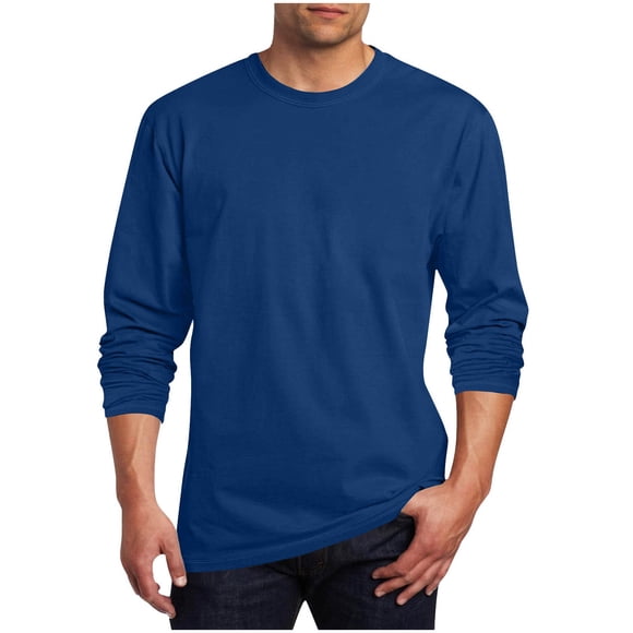 cfhntfmh Big and Tall Shirts for Men Crew Neck Cotton Long Sleeve Tee Tops Casual Loose Tops Oversized Basic T Shirts