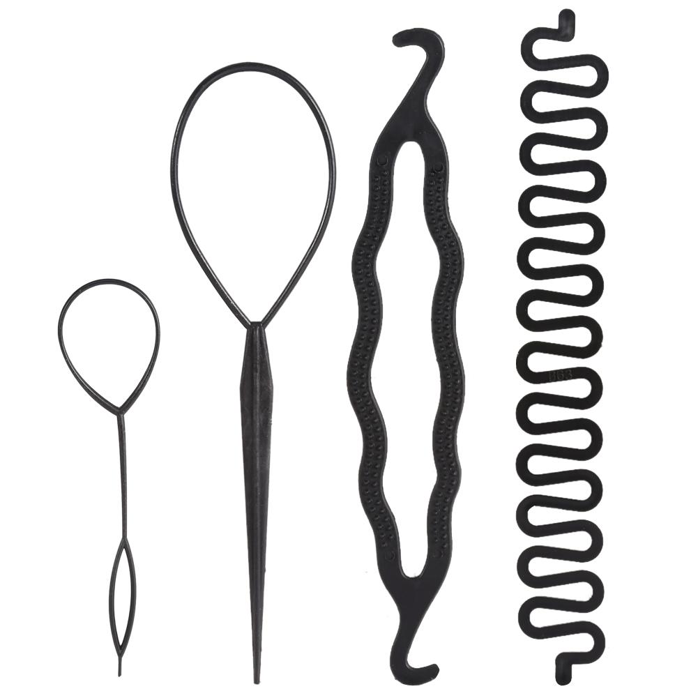Yosoo 4PCS/9PCS Hair Styling Kit Hair Bun Maker Braiding Styling Disk Twist Tools Fine Hairdresser Magic Hair Clip Styling Pads Accessories Set for Making DIY Hair Styles