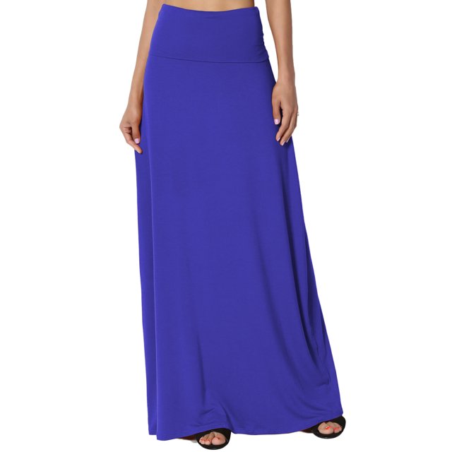 TheMogan Jupe Longue Maxi Décontractée en Jersey Drapé Pliable pour Femmes P-3X