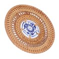 thumbnail image 4 of Rattan Cup Holder Blue White Porcelain Coaster for Basil Cups, 4 of 7