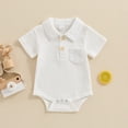 thumbnail image 2 of Yuyuzo Newborn Baby Boys Clothes Short Sleeve Bodysuit Button down Rompers Solid Color Summer Outfits, 2 of 3