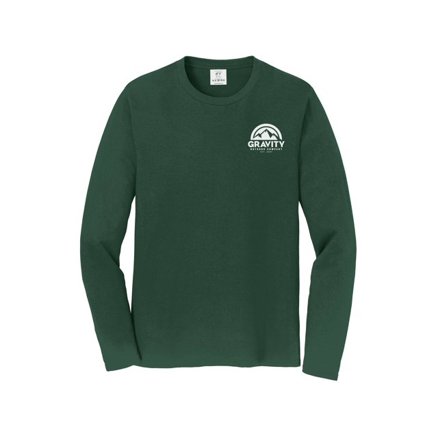 Gravity Outdoor Co. Chandail à Manches Longues - Vert Forêt - Logo Blanc - TG
