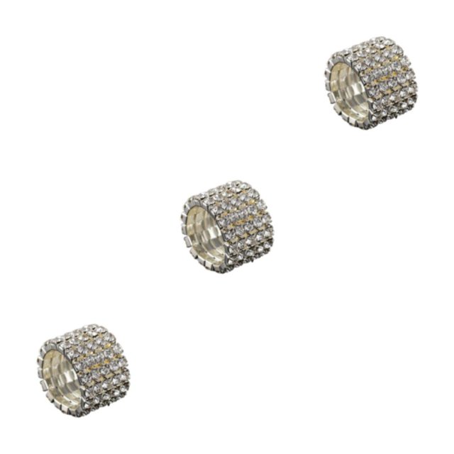 Maytalsory Deluxe Stretch Crystal Ring Unique For Statement Of Love Fashionable Inlaid Ring silver 5 rows 3Set