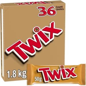 TWIX, Caramel Cookie Chocolate Candy Bar, Full Size Bar, 50g (Pack of 36)