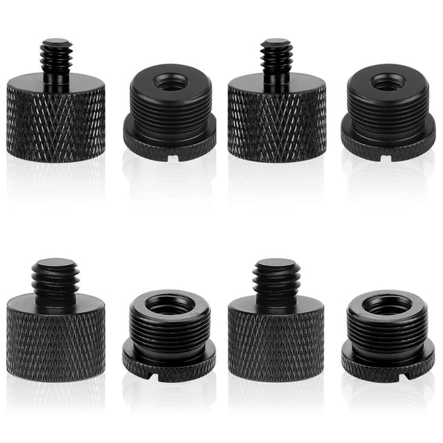 8Pcs Mic Stand Adapter Aluminum Microphone Thread Adapter Kit with 3/8 Female to 5/8 Male 3/8 Male to 5/8 Female 5/8 Female to 1/4 Male 5/8 Male to 1/4 Female Screw Adapter