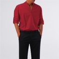 thumbnail image 1 of CEHVOM Chemise Décontractée à Manches Longues pour Homme, Col en V Profond, Couleur Unie, Multi-Codes, 1 of 6