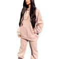thumbnail image 3 of Innerwin Jogger Set Long Sleeve Ladies Sweatsuits Autumn Plain Loose Fit Two Piece Outfit Apricot Yellow L, 3 of 7