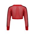 thumbnail image 4 of Manyakai Hauts Classiques de Ballet à Manches Longues en Résille pour Filles Jeunes Filles Manches Longues Col Rond Sport Danse Crop Top Rouge 10, 4 of 7