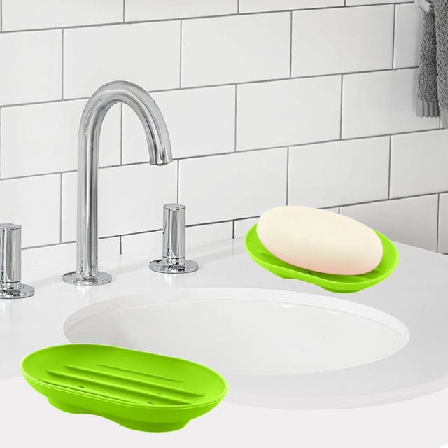 Soap Drainer Box, Non-Slip Silicone Soap Holder, Bathroom Soap Tray with Drain Holes, Compact Soap Dish for Countertop, Shower, Kitchen, Easy to Clean, Neat Decor, Space-Saving Design