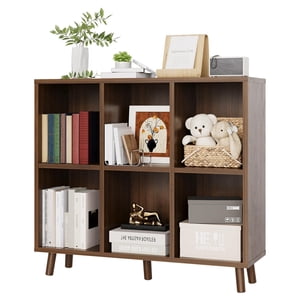 QinaQin 6 Bibliothèque Tier Bookshelf, Vieille bibliothèque de rangement en cube en bois avec pieds anti-dérapants, plateau d'affichage pour salon, chambre et bureau