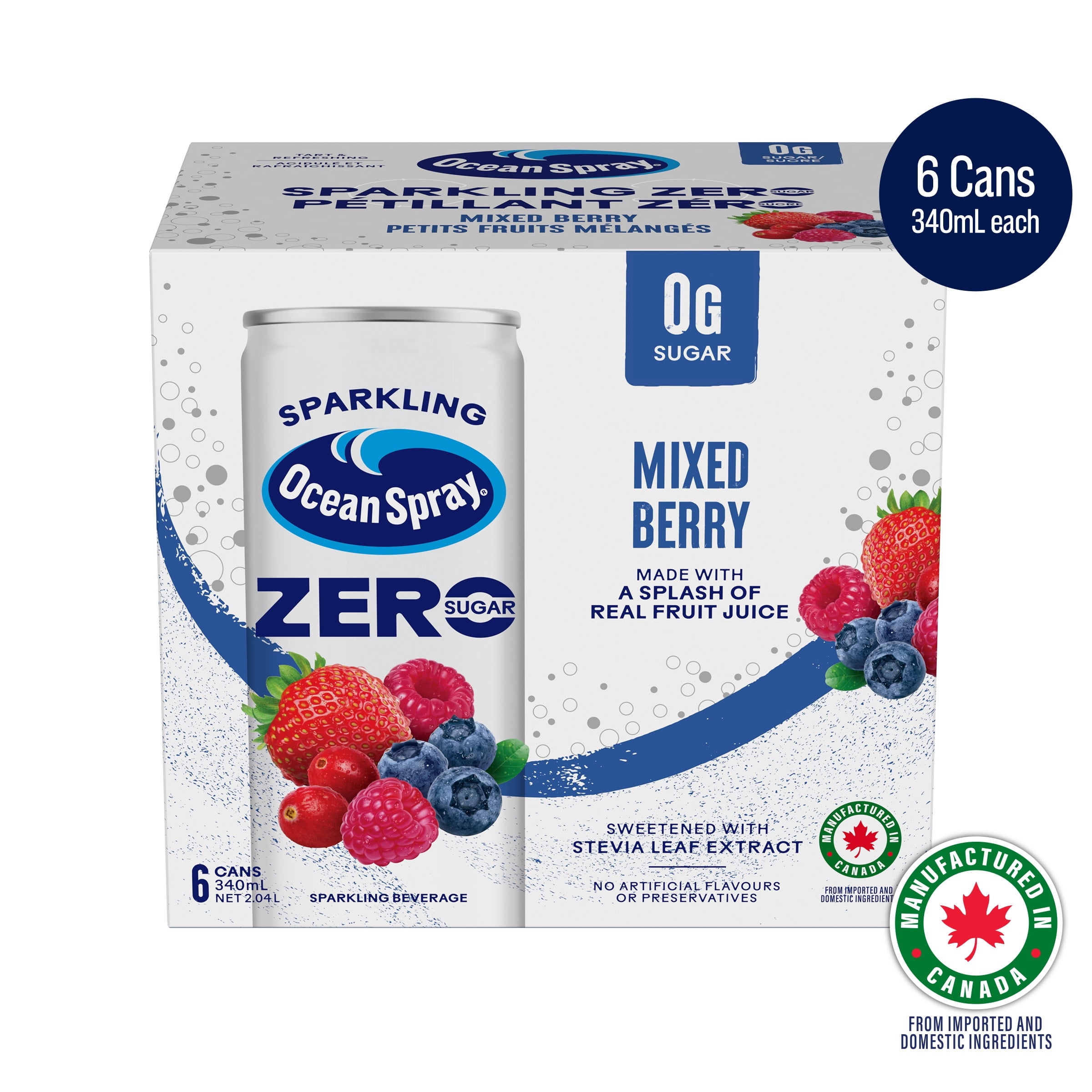 Ocean Spray Mixed Berry Zero Sugar 6x340ml Bold Berries. Lively