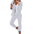 thumbnail image 1 of Womens Business Work Suit Set Long Sleeve Open Front Blazer with Slim Fit Suit Pants Basic Work Office Formal Suit Sets, 1 of 3
