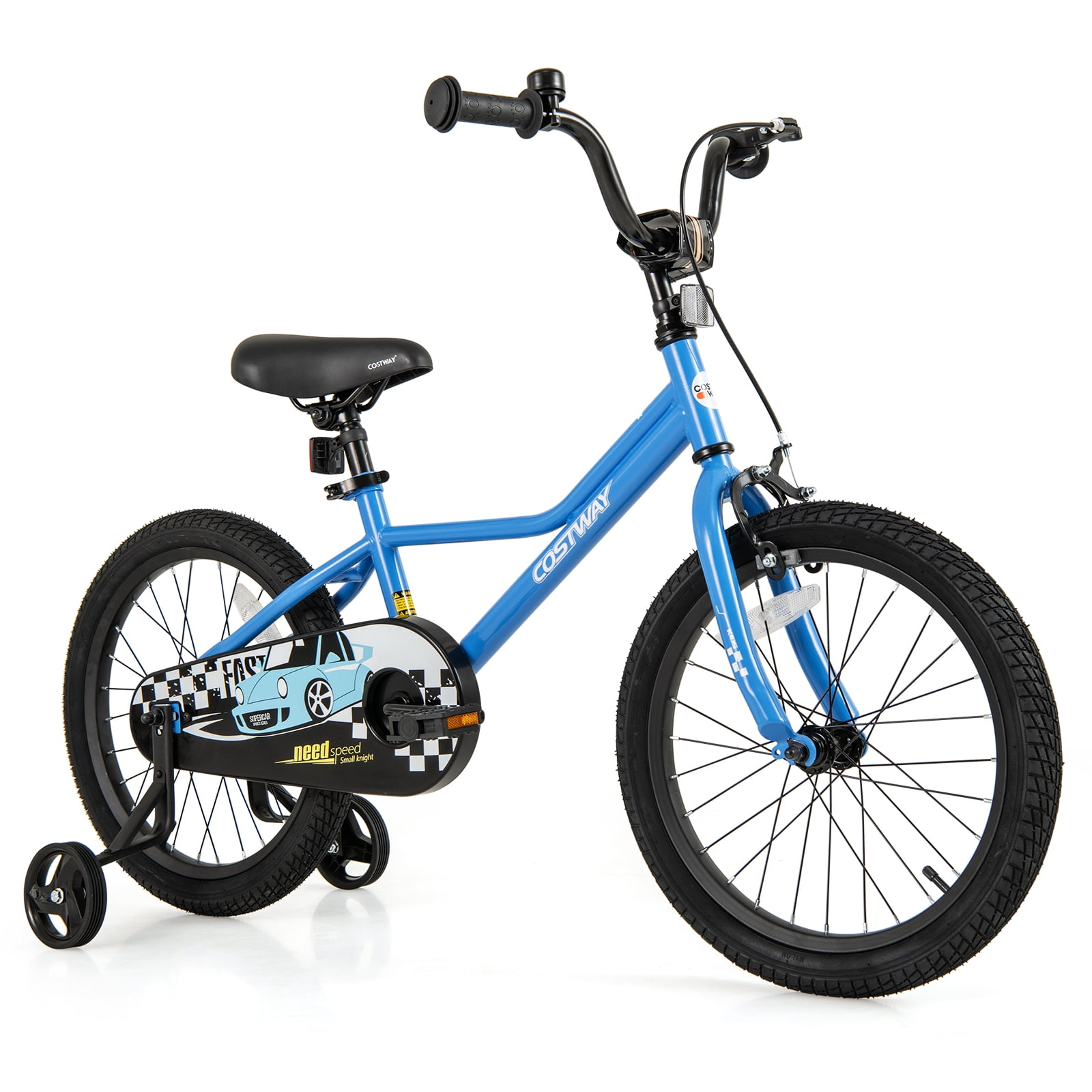 Costway 18" Kids Training Bike with Removable Training Wheels Pneumatic Tires Navy