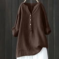 thumbnail image 2 of Timegard Plus Size Tops for Women Cotton Linen V Neck Button Long Sleeve Shirts Blouse Fall Loose, 2 of 6
