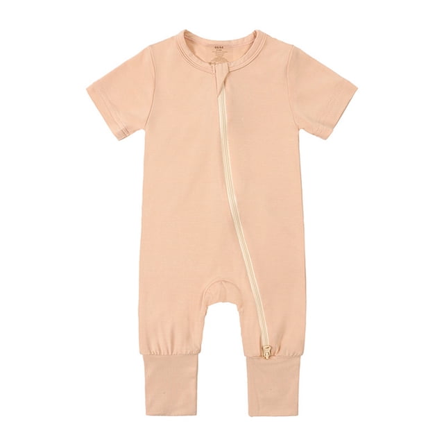 EDFBUYKRS Baby Rompers Footless Pajamas Zipper Short Sleeve Sleeper Jumpsuit