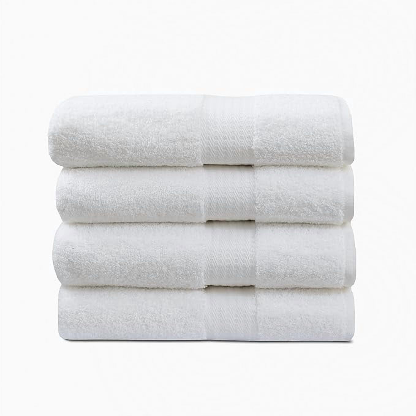 4 Pack Premium Bath Towel Set, True Classics Premium Cotton Blend, Super Soft and Highly Absorbent Bath Towels for Bathroom, Hotels, Spa and Gym, White