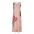 thumbnail image 4 of Lenago Robes d'Été Grande Taille pour Femmes Décontractées Imprimé Col en V Poches Sans Manches Maxi Longue Robe d'Été Plage en Liquidation, 4 of 8