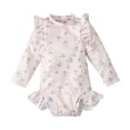 thumbnail image 1 of DecSea Baby Girls Cute One Piece Swimsuit UPF 50+ Floral Print Long Sleeve Ruffled Swimwear Bathing Suit, 1 of 9