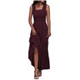 thumbnail image 3 of Birdeem Womens Sleeveless Extra Long Solid Shoulder Strap Dot Tank Top A-Line Hem Layered Dress, 3 of 10