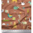thumbnail image 1 of Soimoi Poly Georgette Fabric Alphabets,Birds & Animals Kids Printed Fabric 1 Yard 42 Inch Wide, 1 of 1