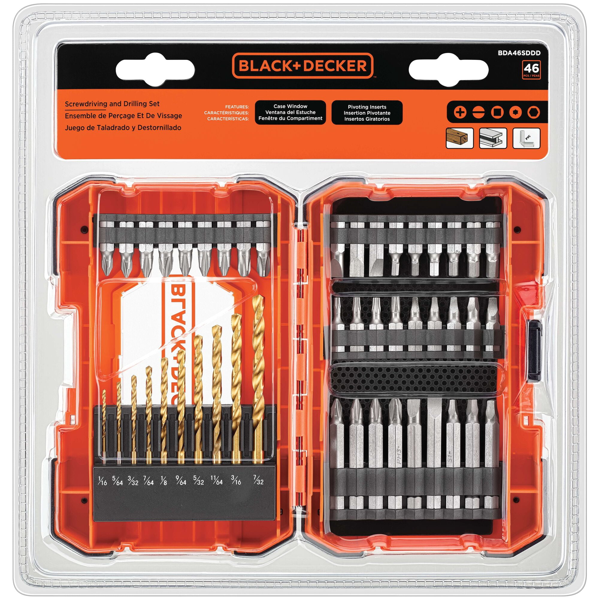 BLACK+DECKER BDA46SDDDAEV 46 Piece Drill/Screwdriver Bit Accessory Set