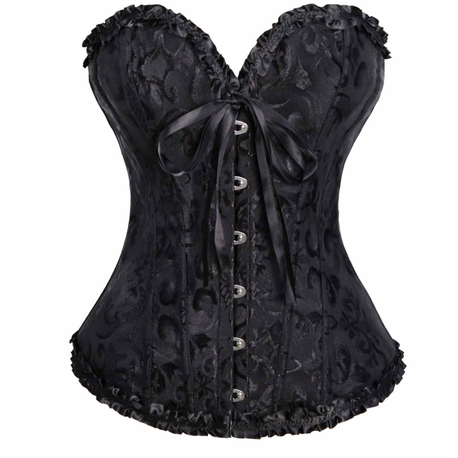 Womens Bustiers and Corsets - Full Breast Corset Top Ruffle Trim