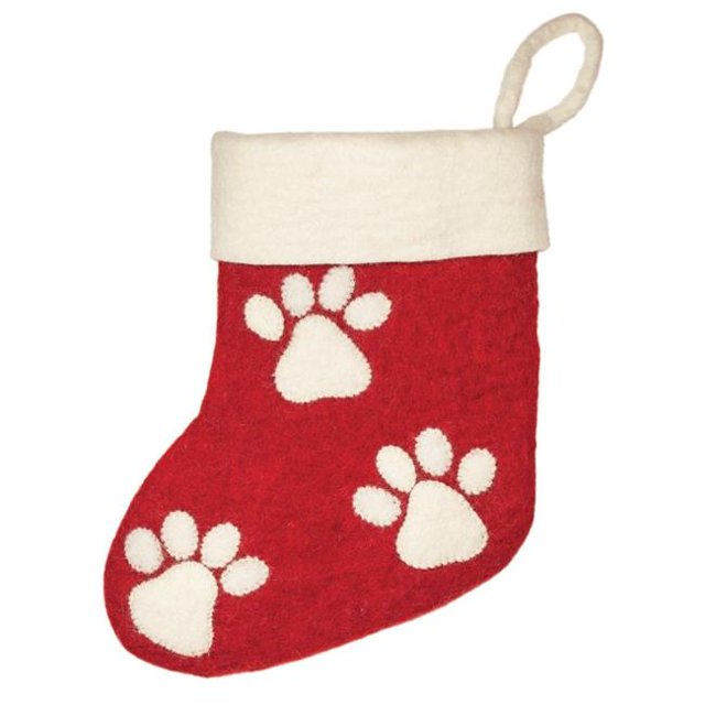 Wild Woolies DZI473108000 Handmade & Fair Trade Paw Print Holiday Stocking