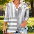 thumbnail image 2 of Women's Plus Size Casual V Neck Button Down Shirts, 3/4 Sleeve Loose Fit Tunic Tops, Comfortable Blouses for Home, Daily Wear, Summer Layering, 2 of 5