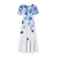 thumbnail image 5 of Ovzne Robes pour Femmes Robe pour Femme Mode Féminine Manches Longues Col Rond T-Shirt Imprimé Blouse Ample Robe de Vacances Manches Courtes Imprimée Liquidation, 5 of 5