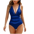 thumbnail image 2 of Soki Women Bikini Swimsuit One Piece Deep V Neck Bathing Suits Summer Lace Up Beach Wear, 2 of 3
