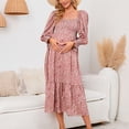 thumbnail image 5 of PEZHADA Mode d'Automne pour Femmes,Vêtements de Maternité pour Femmes,Robe Longue Décontractée et Aguichant pour Femmes Enceintes avec Petite Impression Florale en Mousseline à Col et Manches Longues, 5 of 5