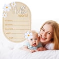 thumbnail image 2 of HUASHENG " World" Wooden Birth Announcement Customizable Baby Name Sign Newborn Keepsake Plaque, 2 of 7