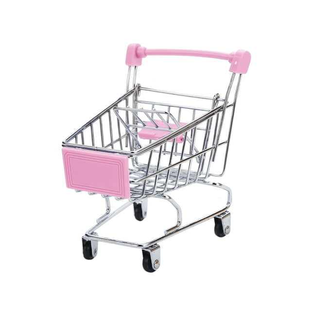 Jouet Mini Chariot de Magasinage s avec Quatre Roues Pivotantes, Cadre en Acier Inoxydable, Rotation à 360°, pour Jeu d'Imitation et Rangement de Petits Articles