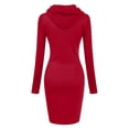 thumbnail image 4 of TIMIFIS Robe à Capuche pour Femmes à Manches Longues Tunique à Capuche Chandail Surdimensionné Poches Chandail à Enfiler Jumper-Rouge-TG Automne, 4 of 4