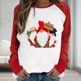 thumbnail image 2 of RKSTN Chandail pour Femmes de Noël à Col Rond, Chandail Imprimé du Père Noël, Manches Longues, Blouse Régulière à Empiècements, 2 of 5