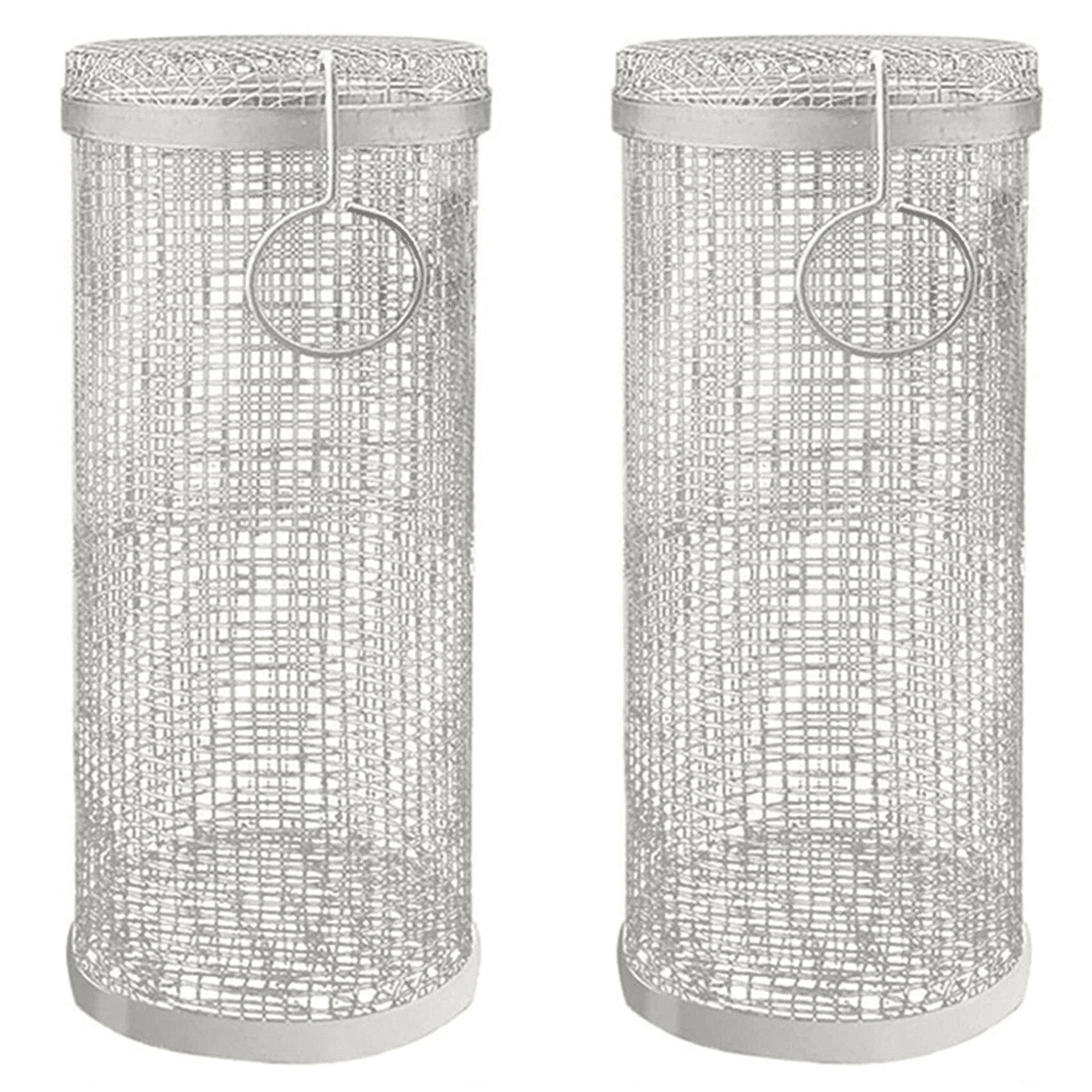 2X 30cm Barbecue Rolling Grill Basket BBQ Net Tube Grill Basket BBQ Campfire Grid Family Travel Camping Picnic Cookware