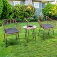 thumbnail image 4 of Patiojoy 3PCS Patio Rattan Furniture Set with Round Tempered Glass Top Table & 2 Rattan Armchairs Gray Cushions, 4 of 9