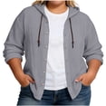 thumbnail image 1 of Wo-Fusoul Blouse for Women, Plus Size Long Sleeve Hooded Top with Button Front and Drawstring, Casual Solid Color Tunic, 1 of 7